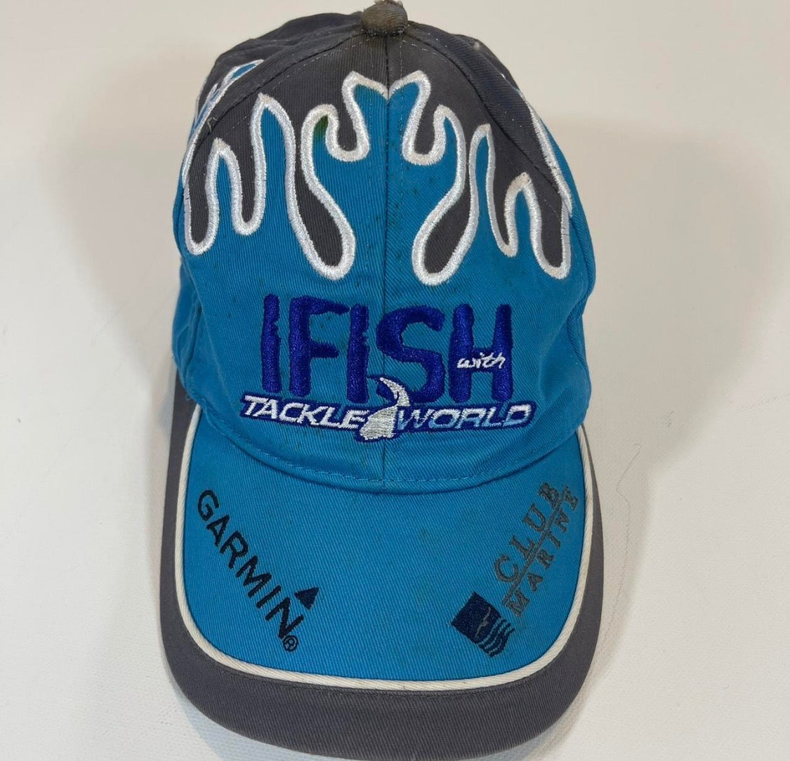 VINTAGE IFISH BLUE & BLACK FLAME BASEBALL CAP