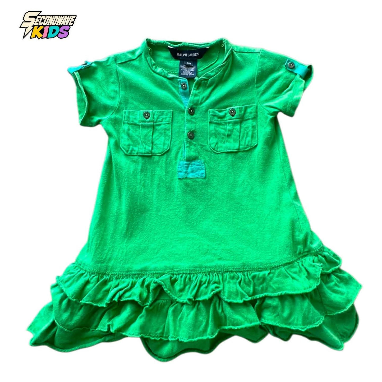 RALPH LAUREN GREEN BABY DRESS (9 MONTHS)