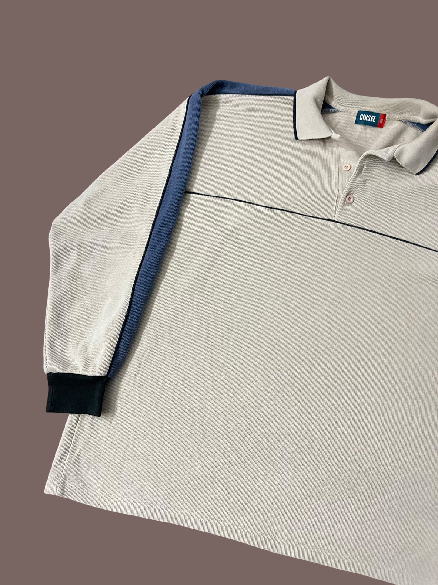 VINTAGE CREAM CHISEL LONG SLEEVE POLO (L/XL)