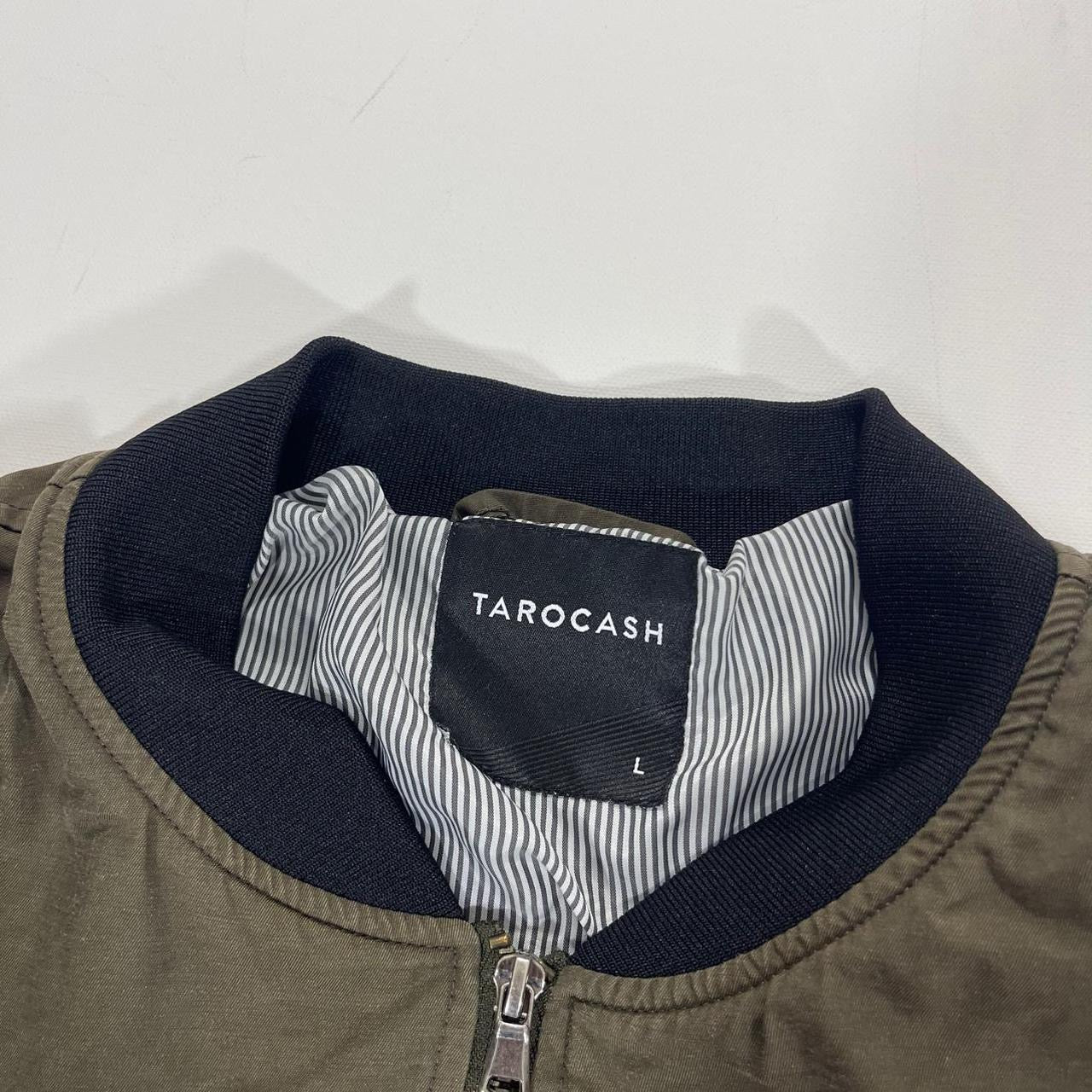 TARO CASH KHAKI JACKET WITH NAVY COLLAR AND CUFFS (L)
