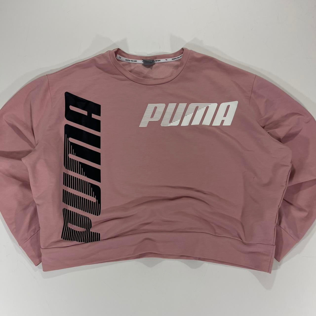 PUMA CROPPED PINK CREWNECK SWEATSHIRT (L)
