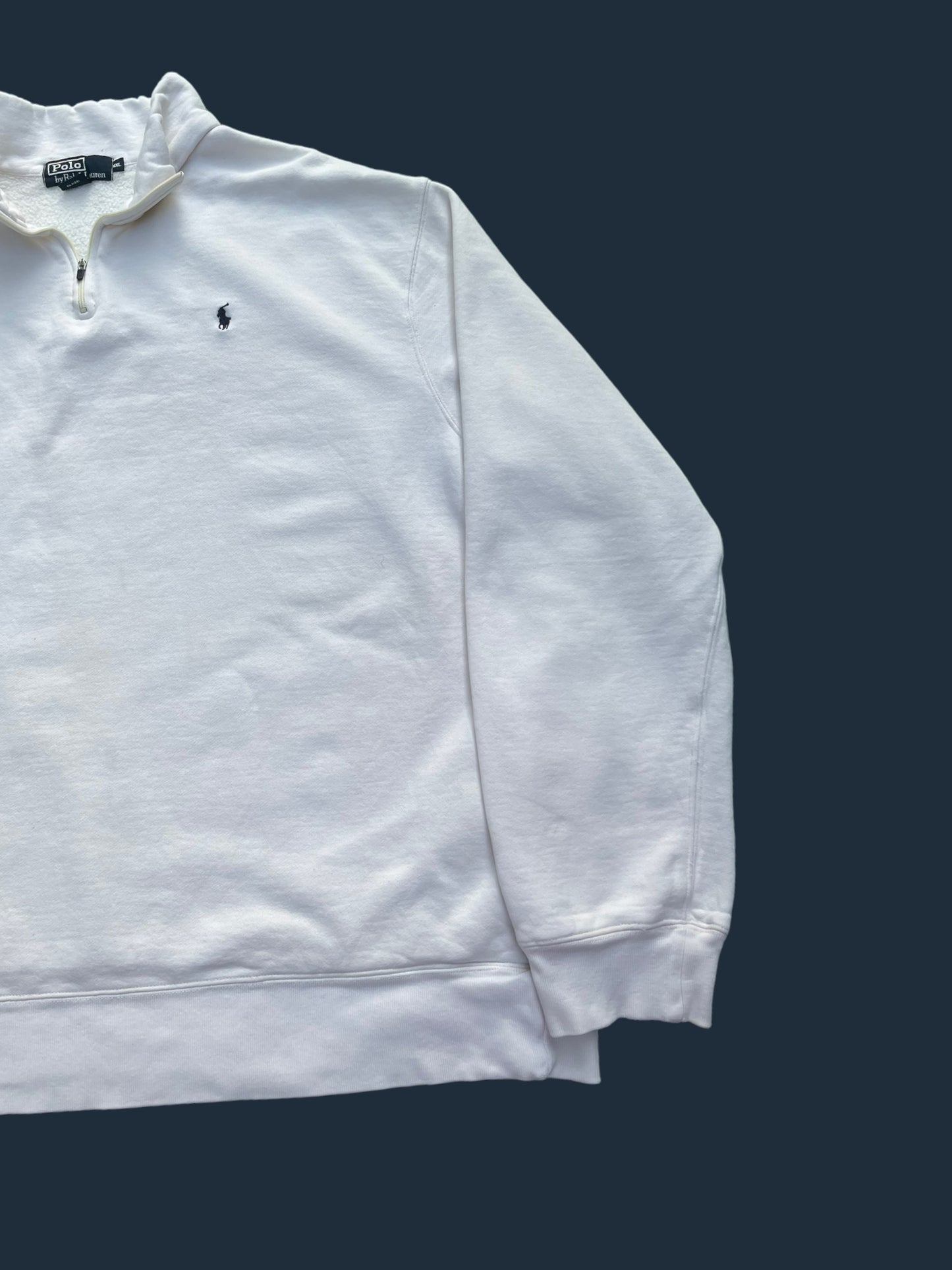 VINTAGE WHITE RALPH LAUREN QUARTERZIP (XXL)