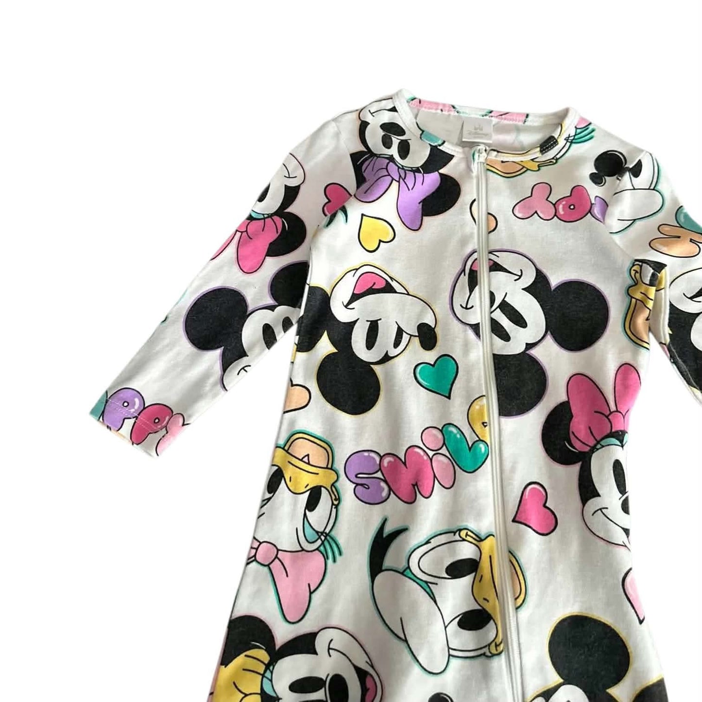 DISNEY BABY MICKEY MOUSE AND MINNIE MOUSE WHITE FOOTIE (12-18 MONTHS)