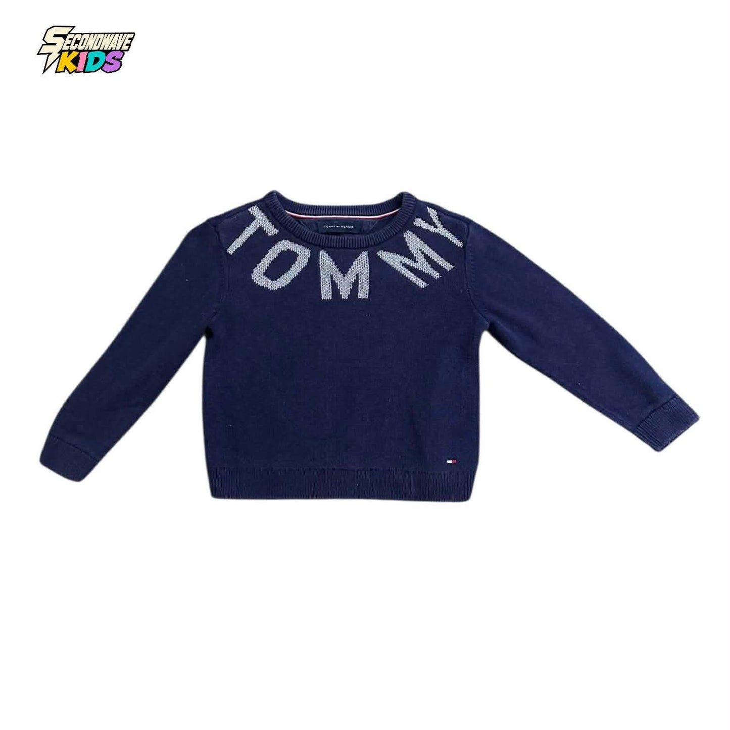 NAVY BLUE TOMMY HILFIGER SWEATER WITH SILVER GLITTER LOGO (6-12 MONTHS)