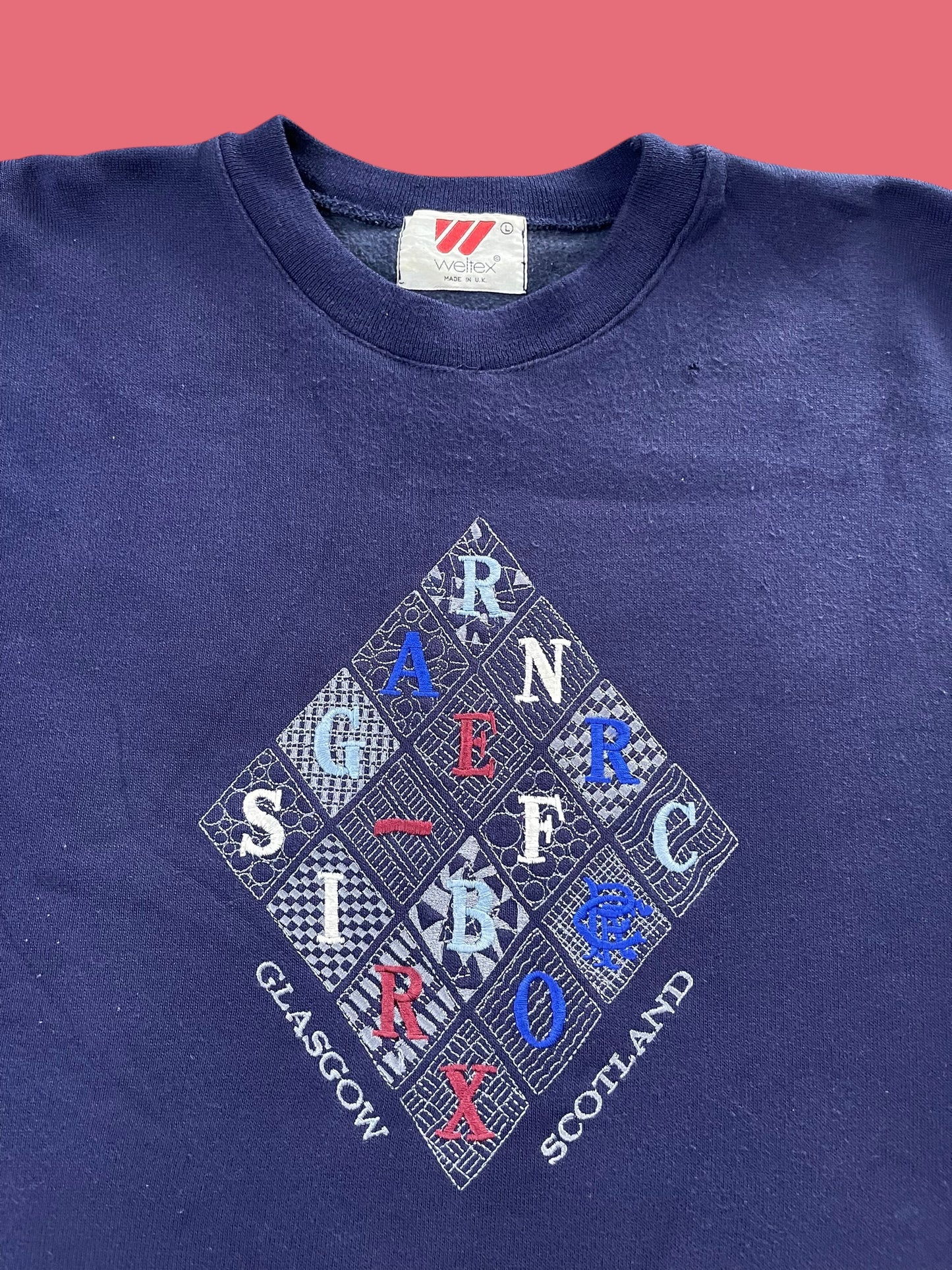 VINTAGE EMBROIDERED GLASGOW SCOTLAND CREWNECK (M)