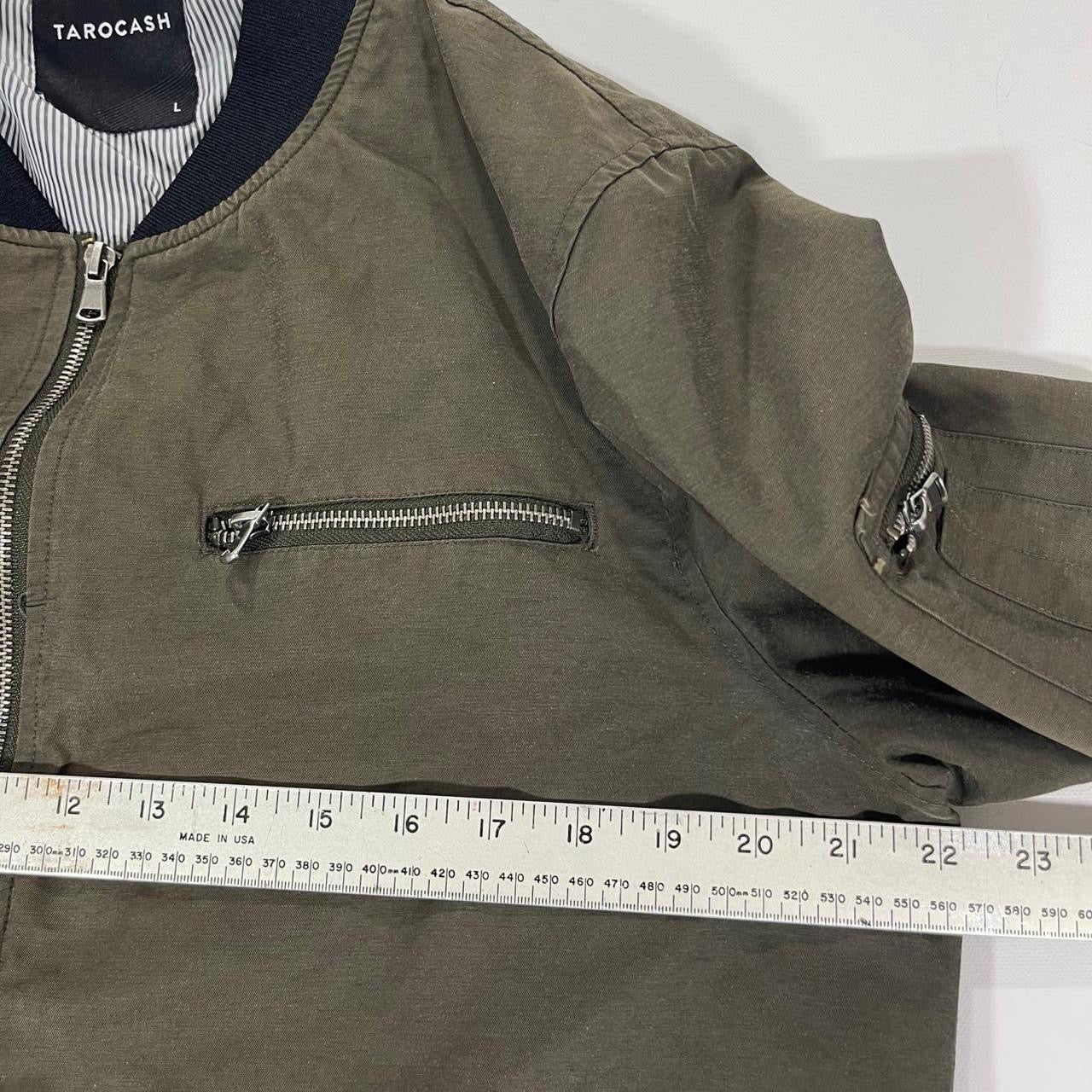 TARO CASH KHAKI JACKET WITH NAVY COLLAR AND CUFFS (L)
