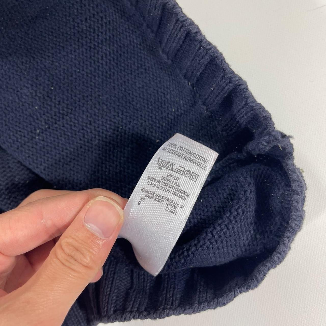 VINTAGE NAVY MARKS & SPENCER COTTON JUMPER (L)