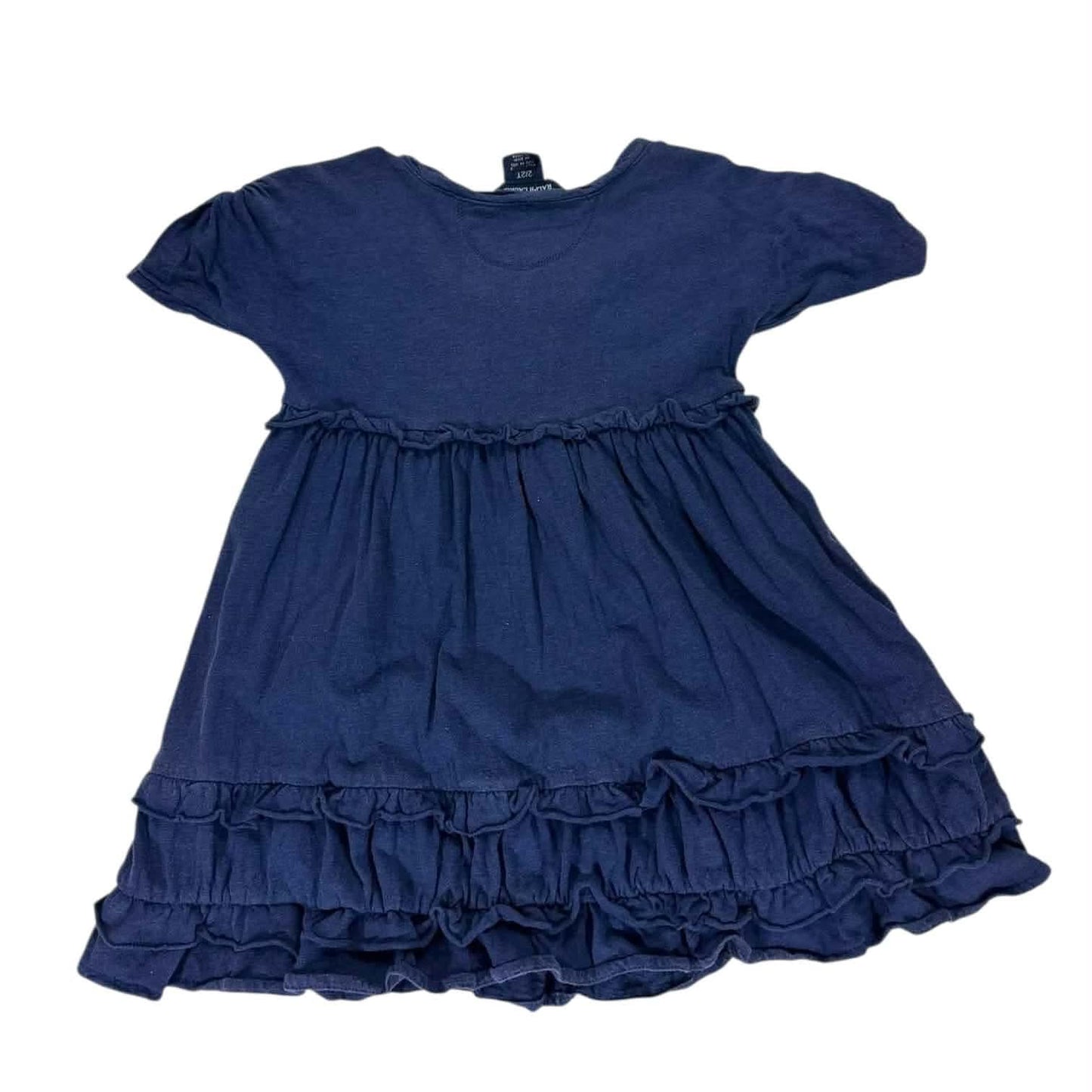 RALPH LAUREN NAVY BLUE BABY GIRL DRESS WITH RUFFLES AND POCKETS (2T)