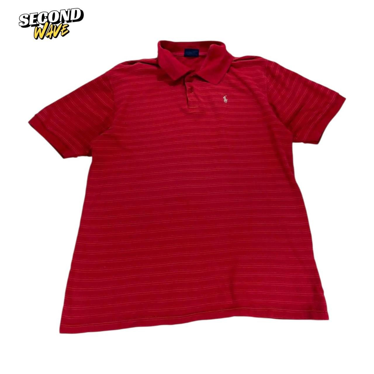 VINTAGE RALPH LAUREN RED STRIPED POLO SHIRT (M-L)