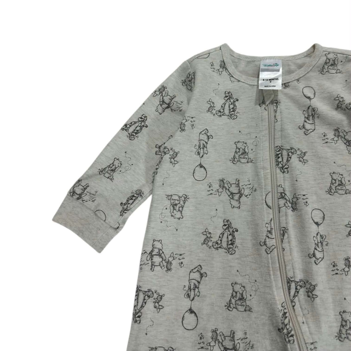WINNIE THE POOH GREY BABYGROW (6-12 MONTHS)