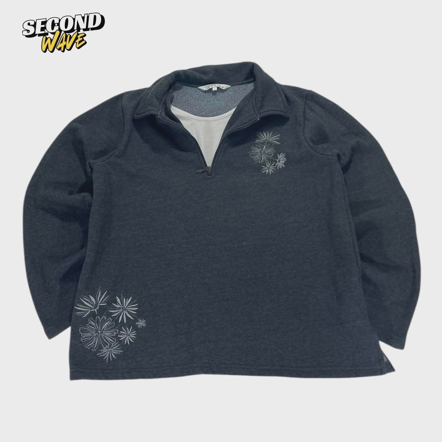 ELLA J QUARTER ZIP WITH FLORAL (L)