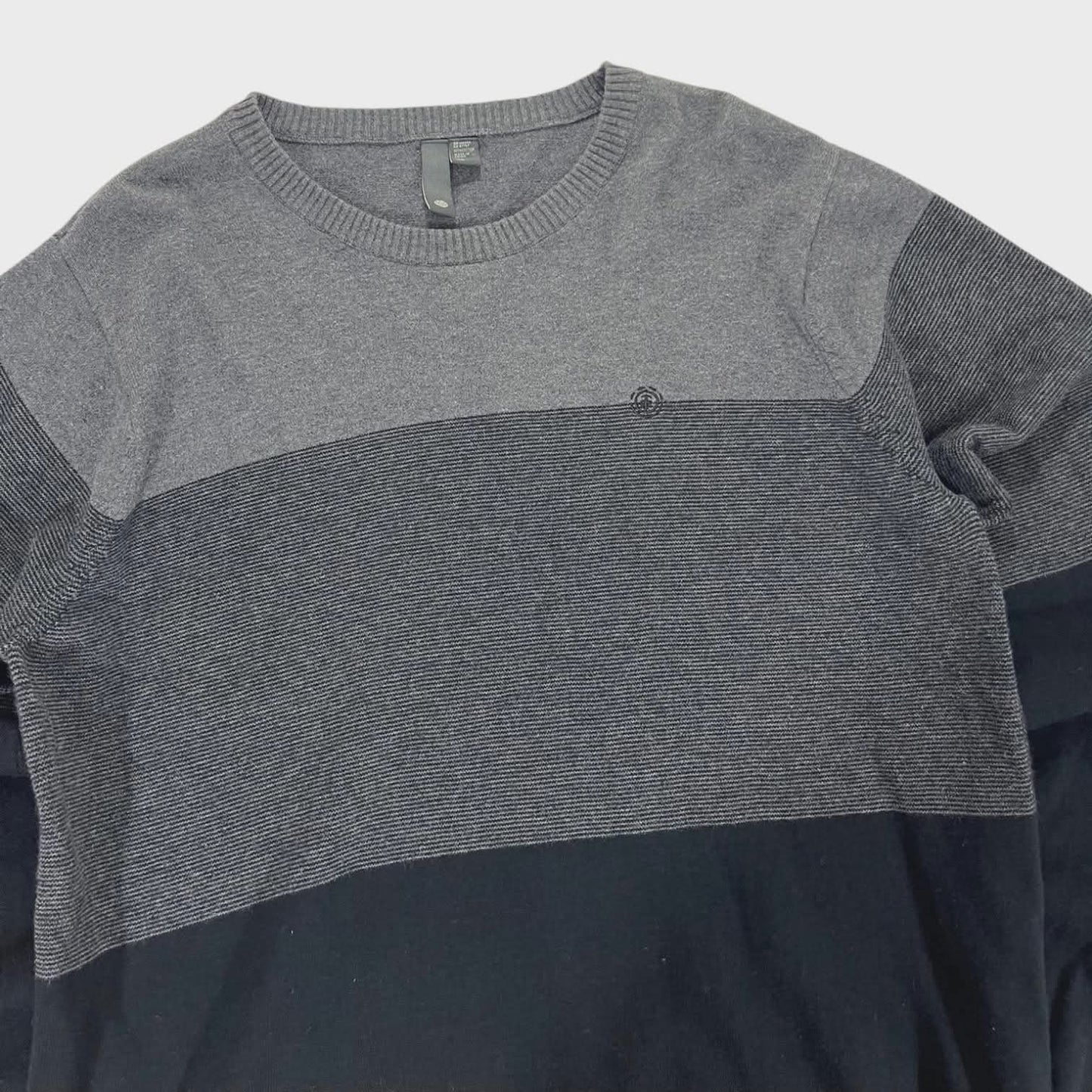 VINTAGE ELEMENT GREY STRIPED SWEATER (XL)