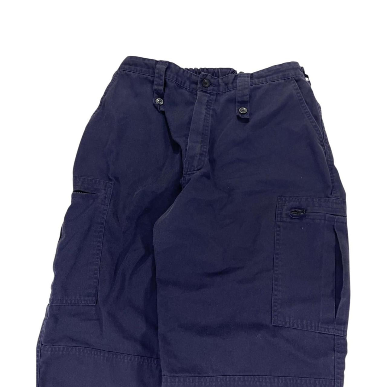 Navy blue long cargo shorts