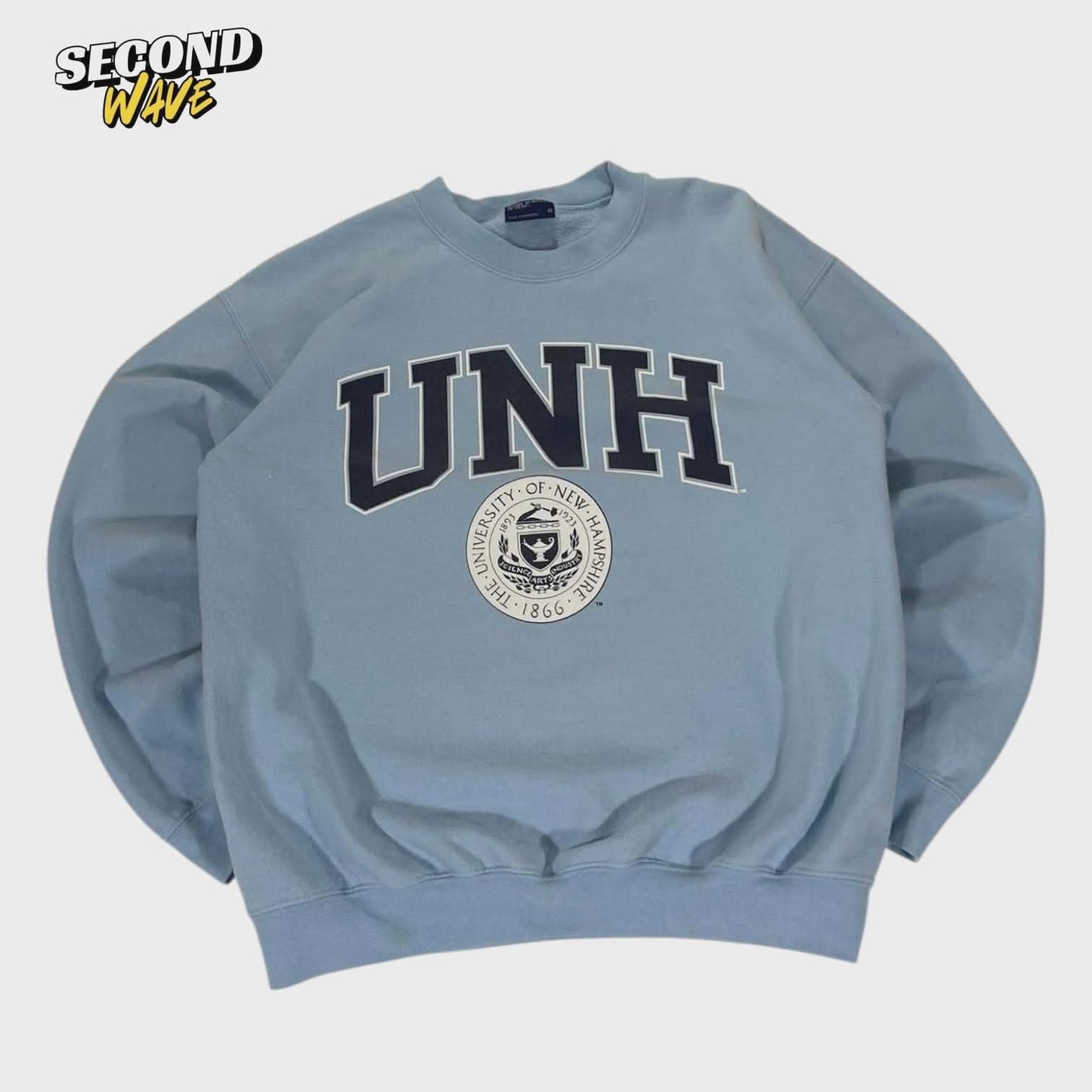 VINTAGE UNH BLUE CREWNECK HOODIE (M)
