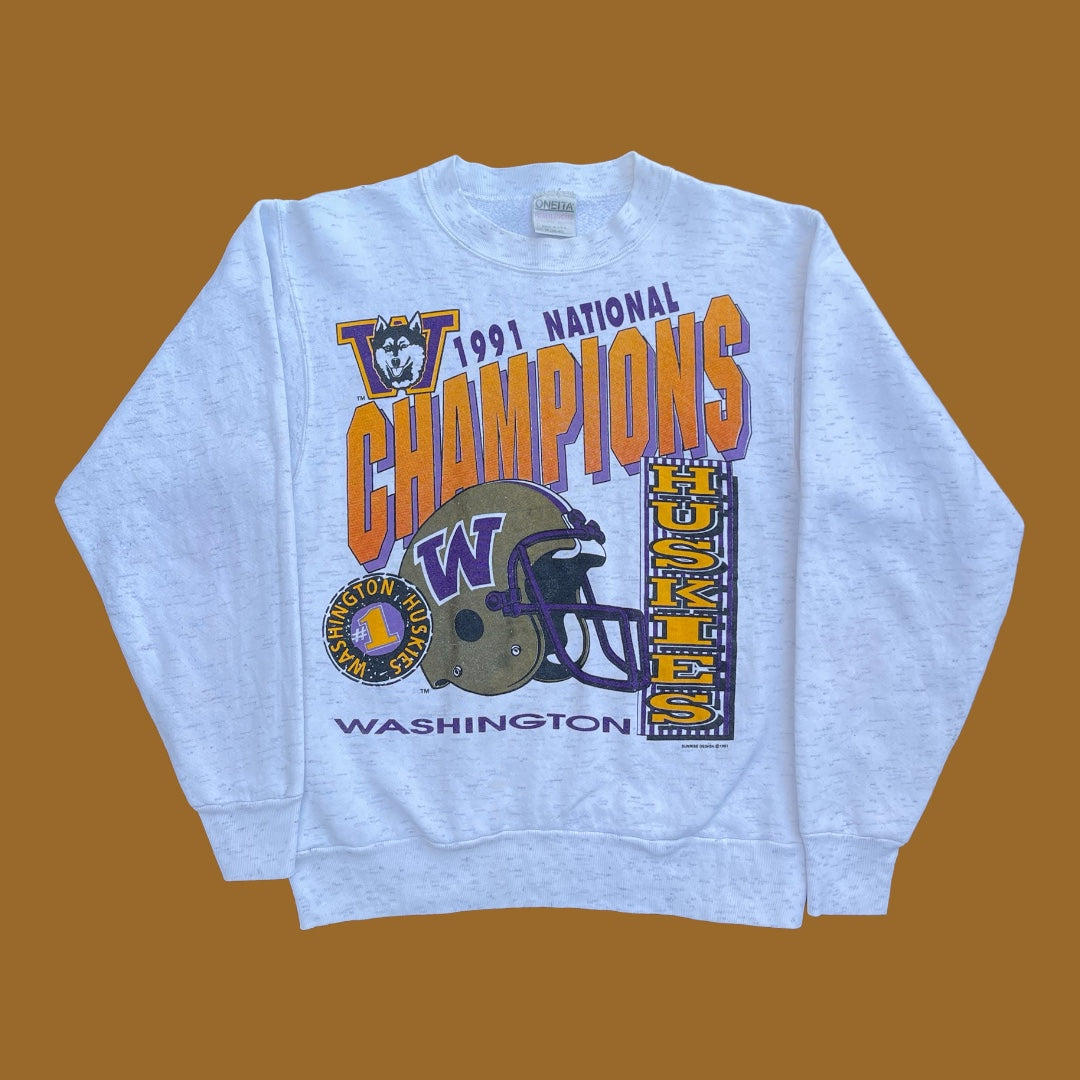 VINTAGE 1991 HUSKIES CHAMPION CREWNECK (M)