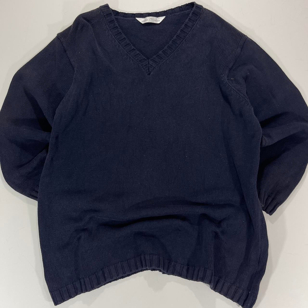 VINTAGE NAVY MARKS & SPENCER COTTON JUMPER (L)