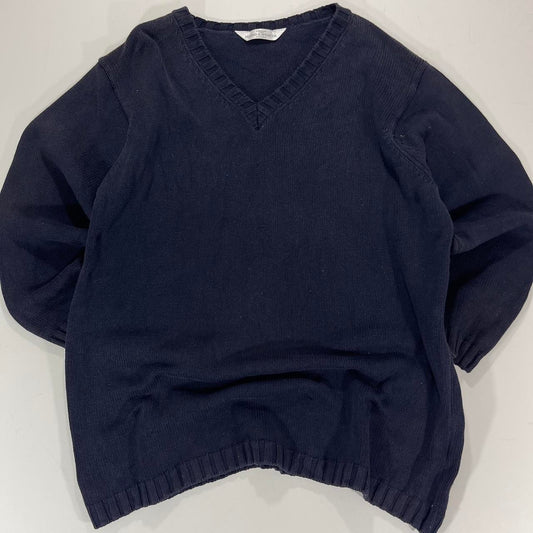 VINTAGE NAVY MARKS & SPENCER COTTON JUMPER (L)