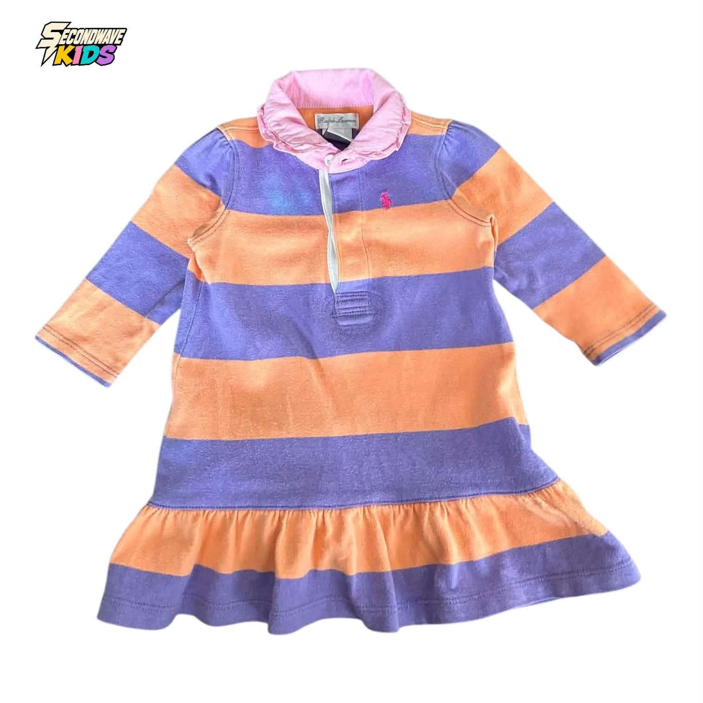 RALPH LAUREN MULTICOLOURED STRIPED BABY GIRL DRESS (9 MONTHS)
