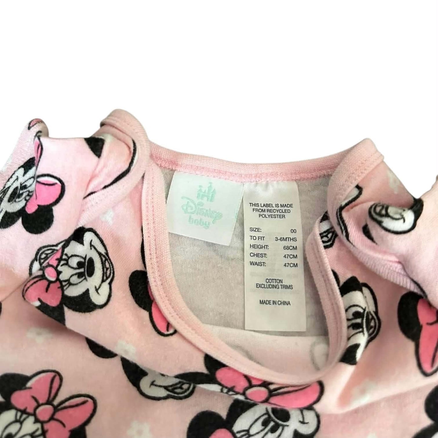DISNEY BABY PINK MINNIE MOUSE BODYSUIT (3-6 MONTHS)