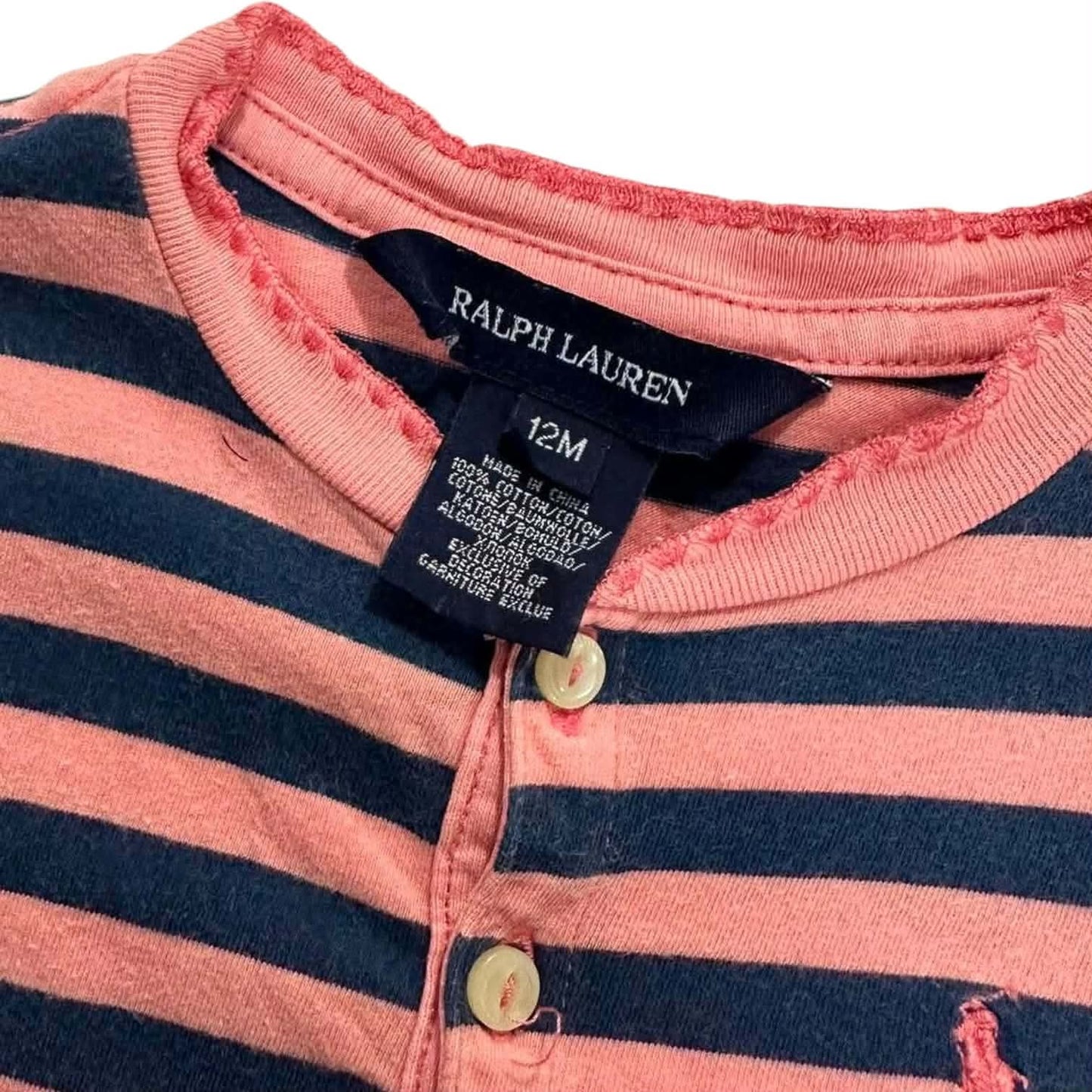 RALPH LAUREN PINK & NAVY STRIPED BABY GIRL DRESS (12 MONTHS)