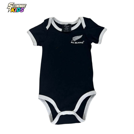 ALL BLACKS BLACK BABY ONESIE (6-12 MONTHS)