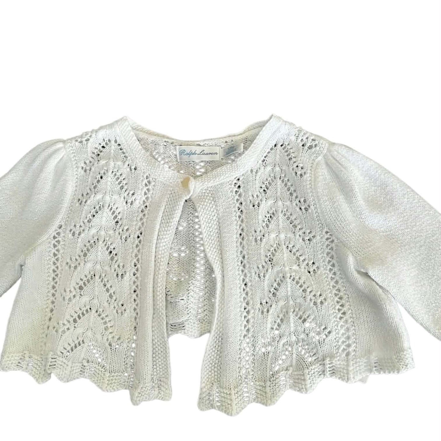 RALPH LAUREN WHITE BABY CARDIGAN (12 MONTHS - S)