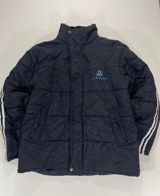 VINTAGE AIRWALK BLACK PUFFER JACKET WITH BLUE LOGO (M)
