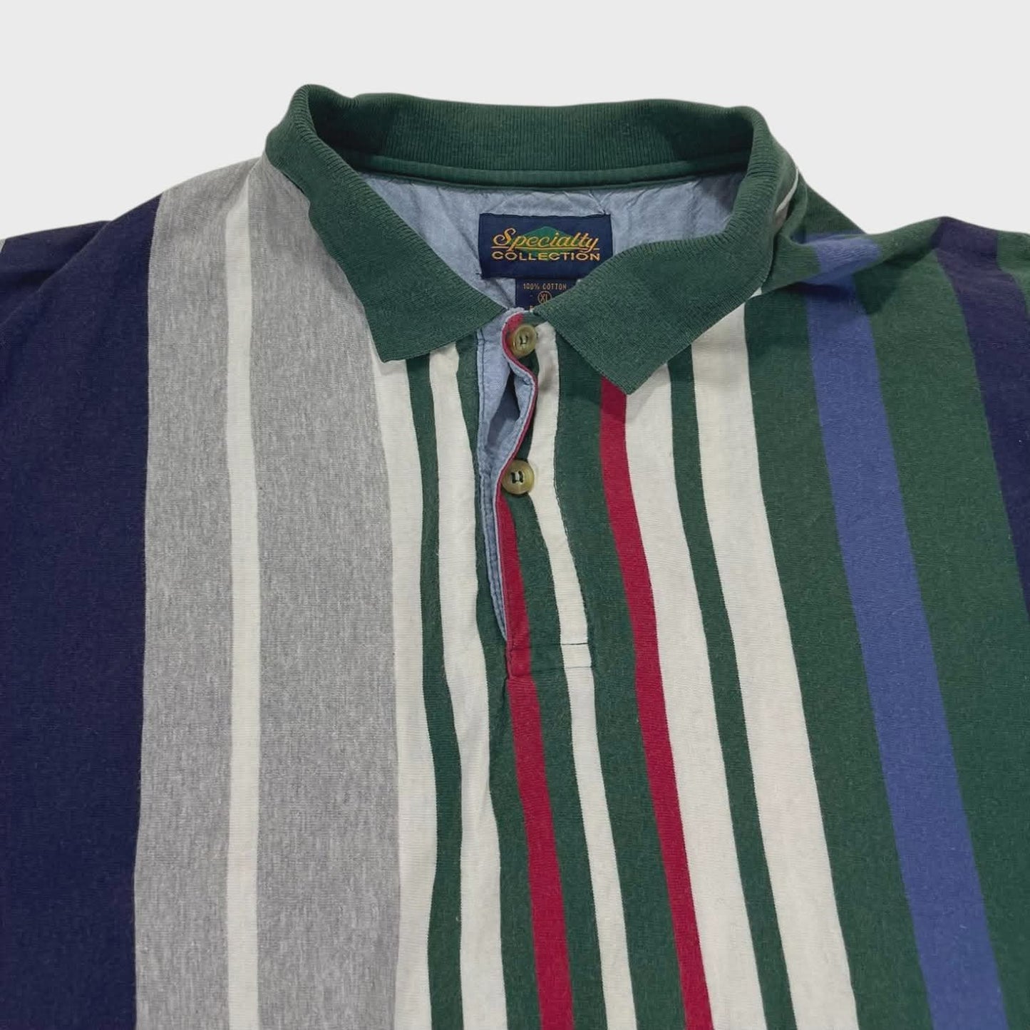 90S MULTICOLOURED STRIPED POLO SHIRT (XL)