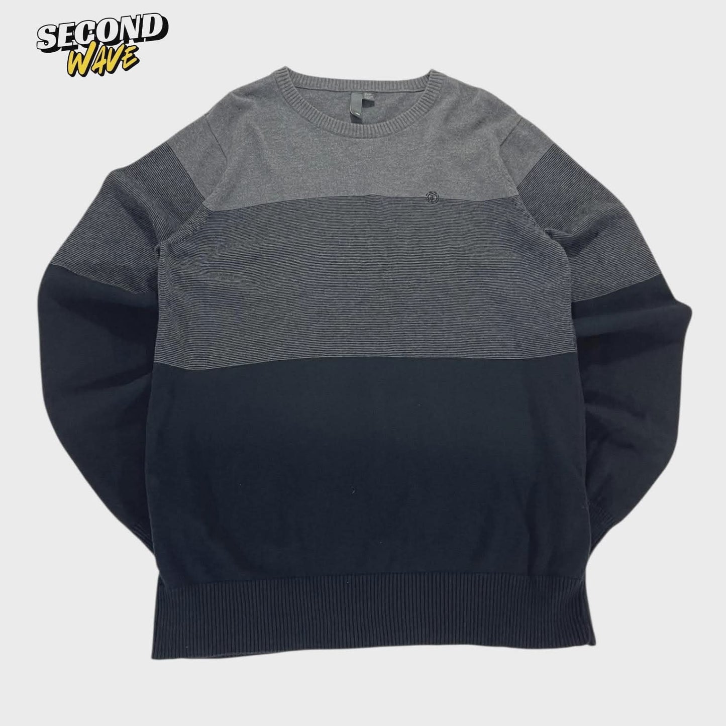 VINTAGE ELEMENT GREY STRIPED SWEATER (XL)