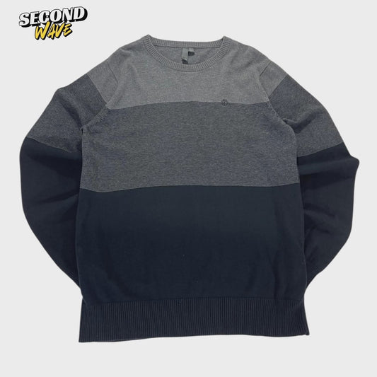 VINTAGE ELEMENT GREY STRIPED SWEATER (XL)