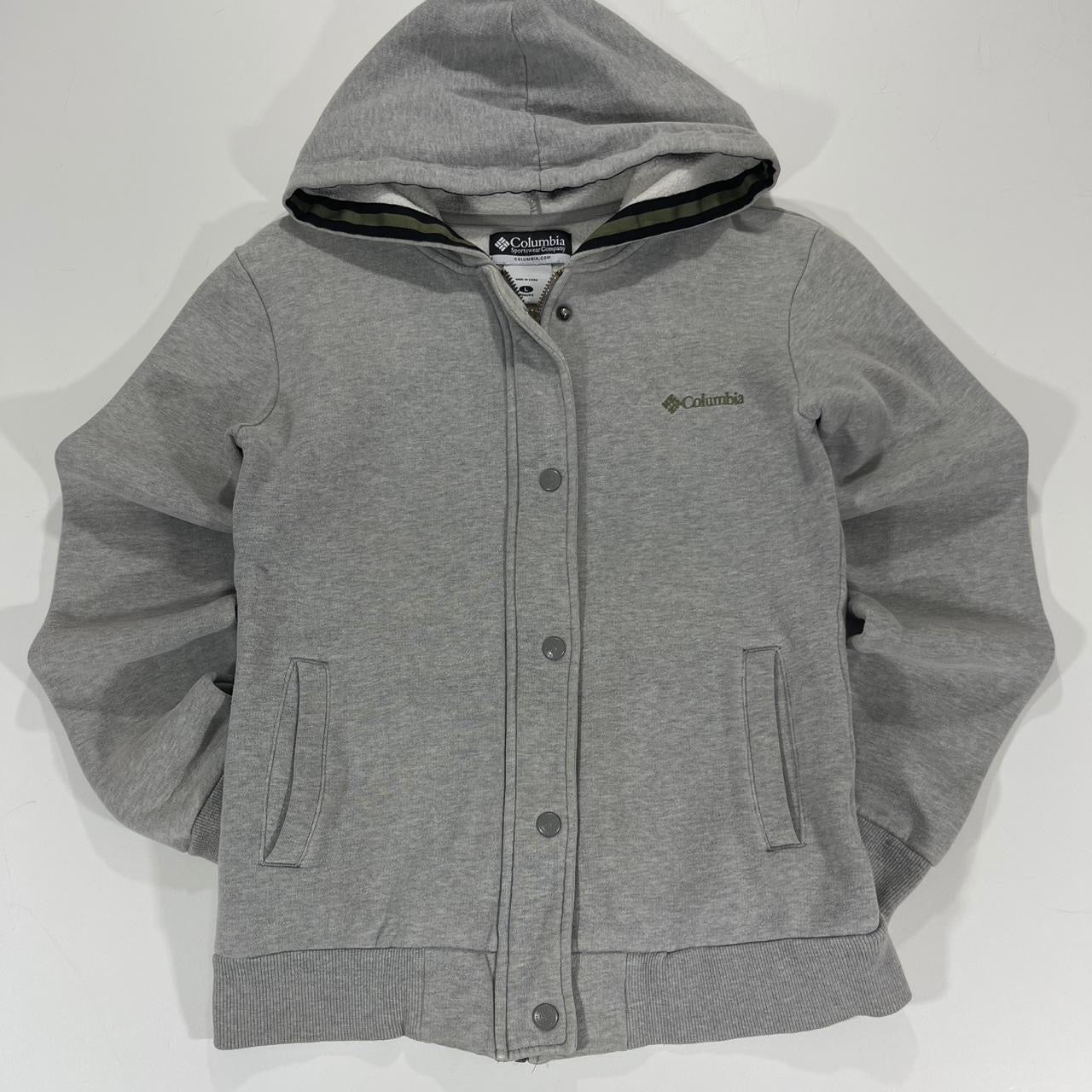 VINTAGE COLUMBIA GREY BUTTON UP HOODIE (M)