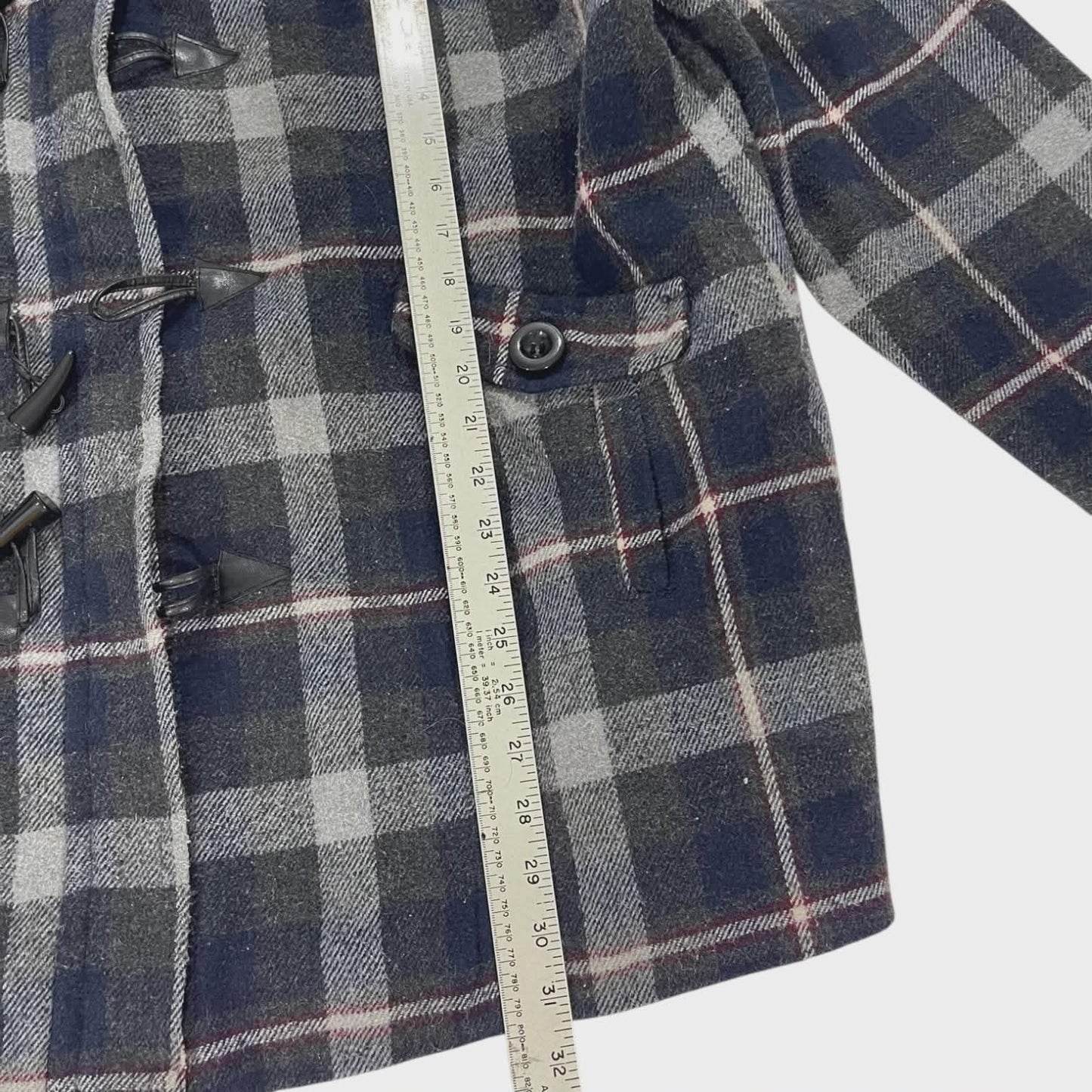 WILD CHILD NAVY BLUE PLAID DUFFLE COAT (L)