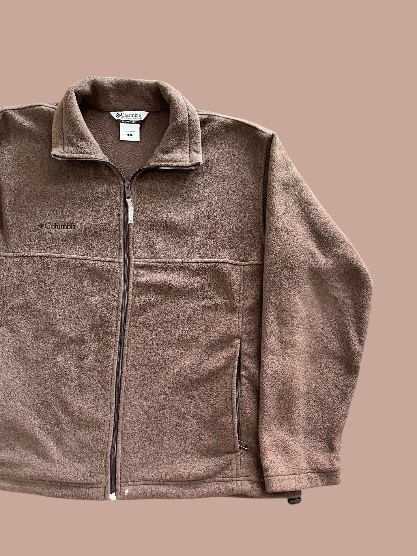 VINTAGE BROWN COLUMBIA FLEECE JACKET (L)