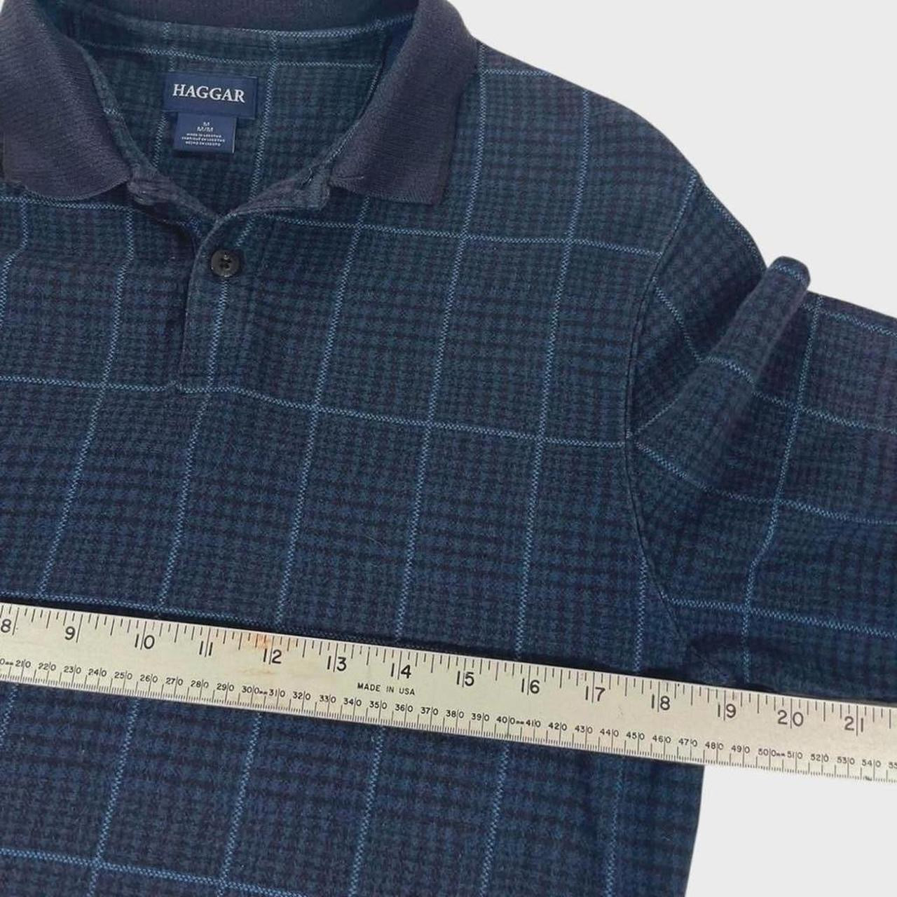 VINTAGE HAGGAR PLAID LONG SLEEVE POLO SHIRT (M)
