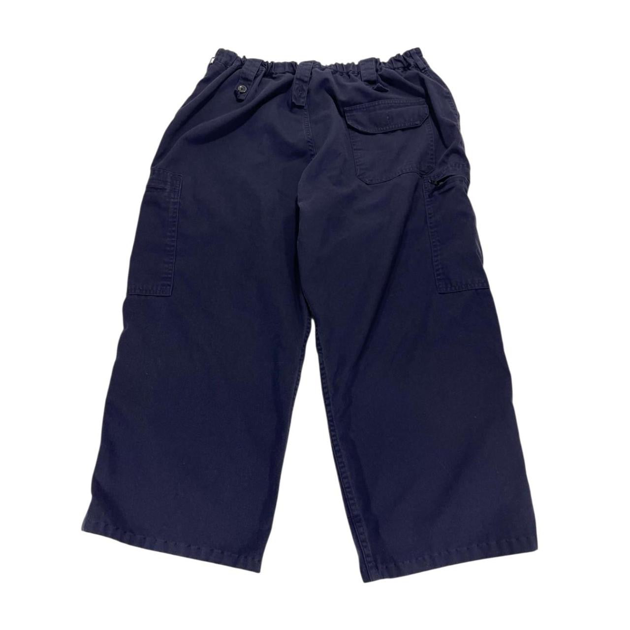 Navy blue long cargo shorts