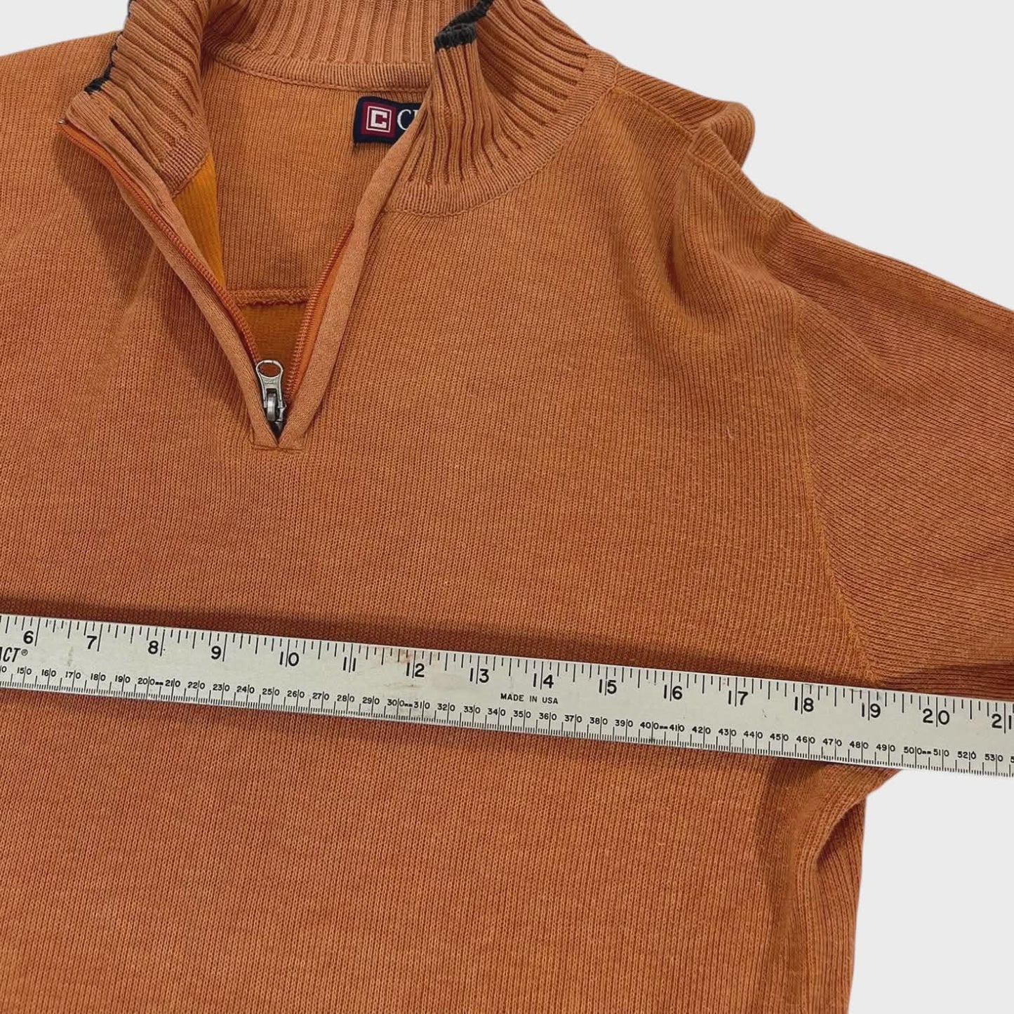 CHAPS ORANGE QUARTER ZIP SWEATER (M)