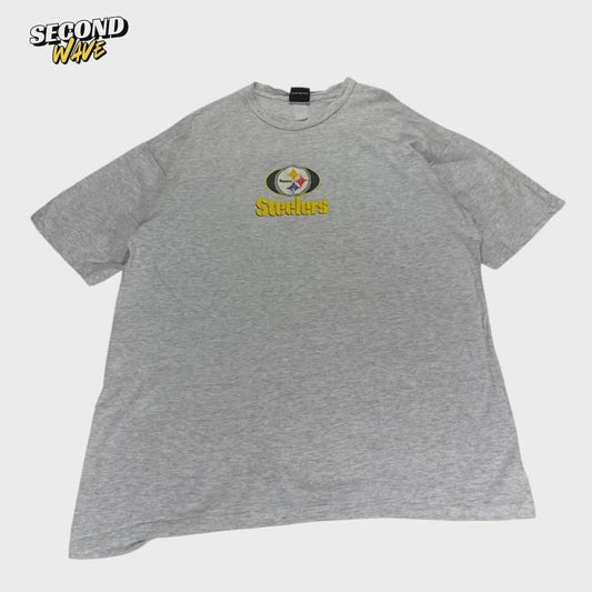 VINTAGE SINGLE STITCHED GREY STEELERS NFL TEE (XL)
