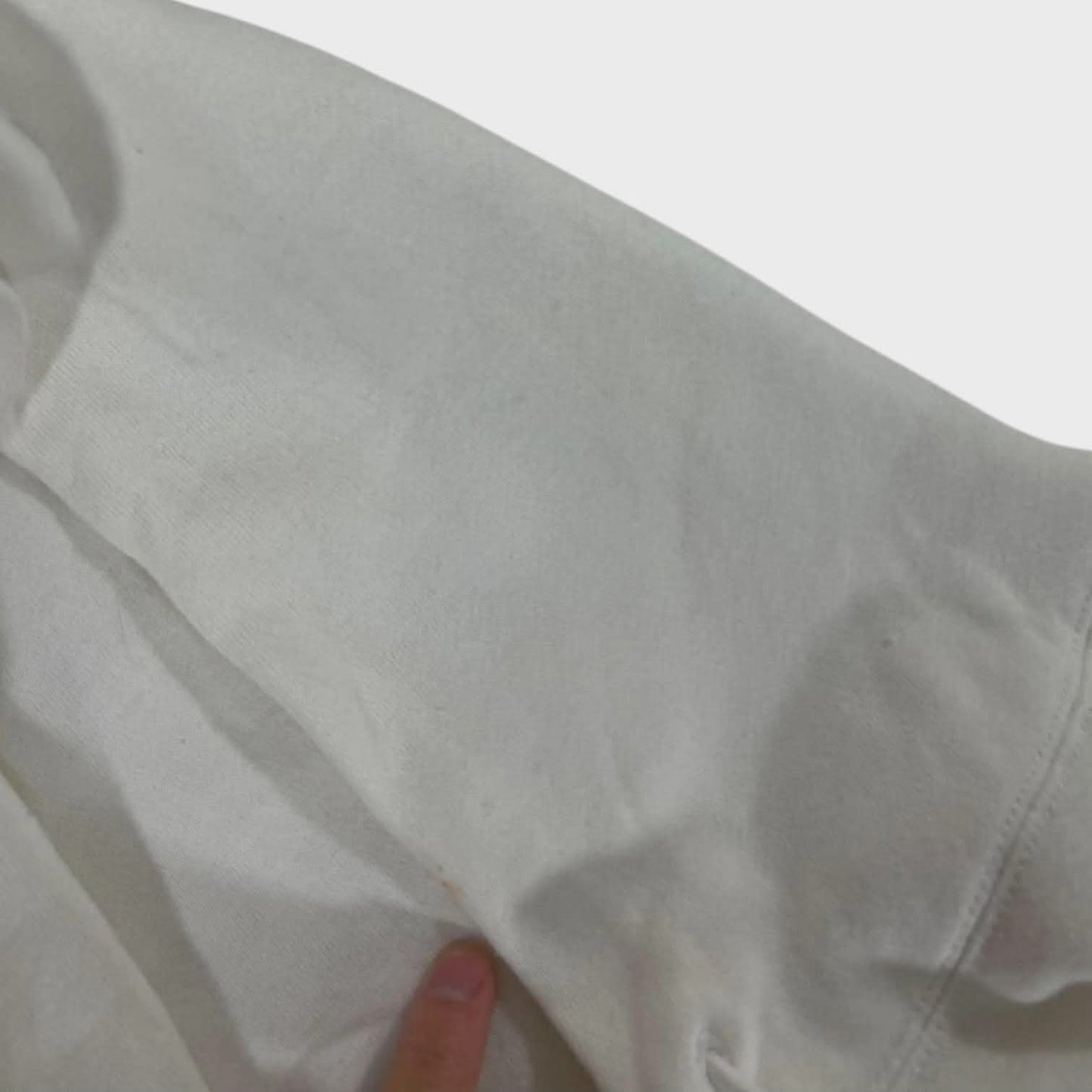 VINTAGE NIKE WHITE EMBROIDERED SWOOSH HOODIE (L)