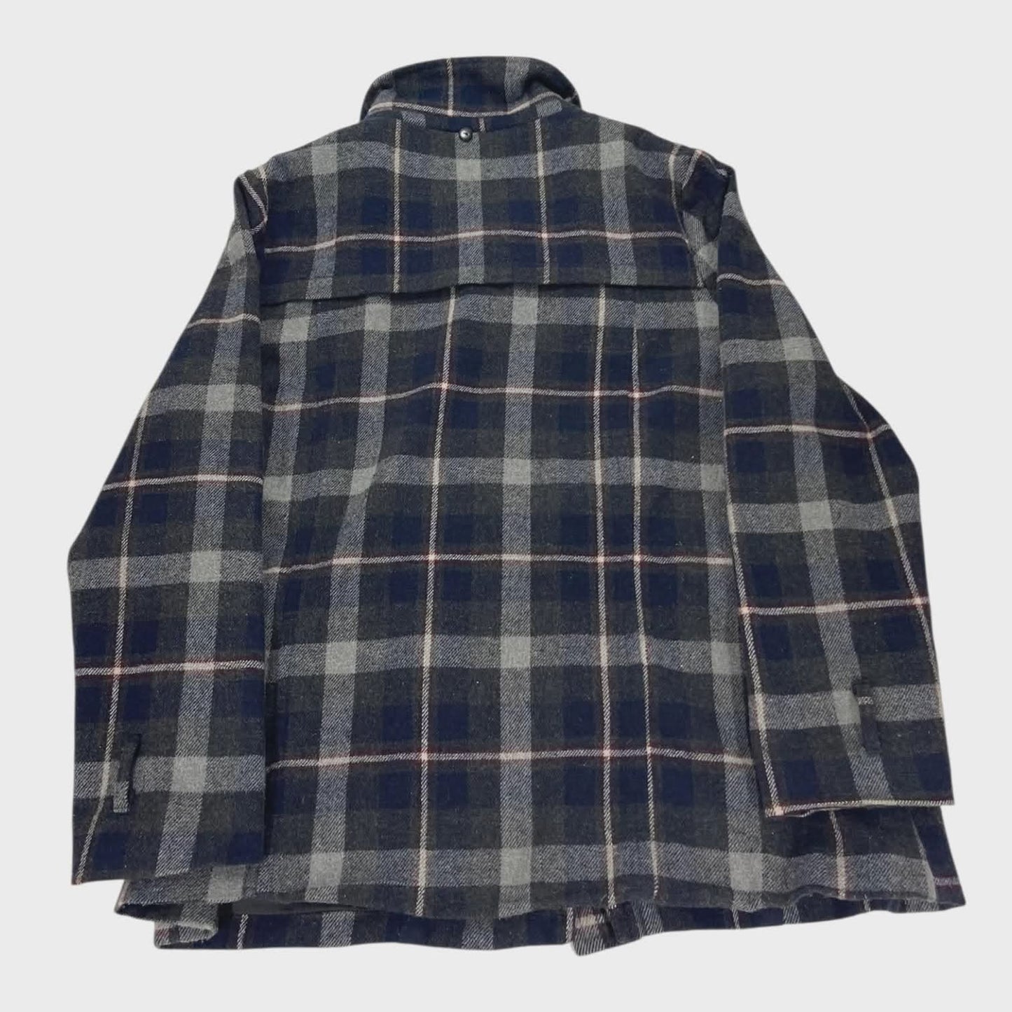 WILD CHILD NAVY BLUE PLAID DUFFLE COAT (L)