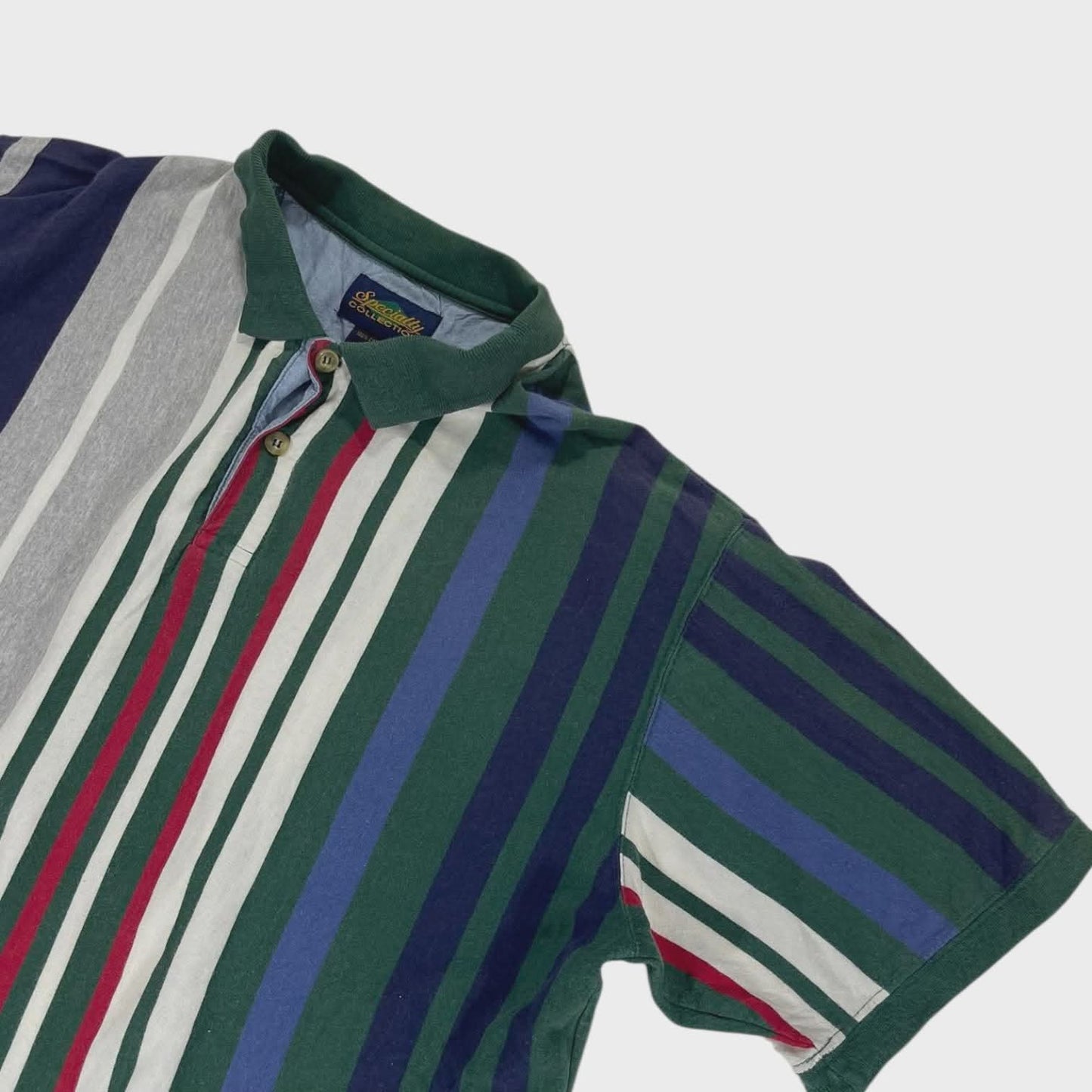 90S MULTICOLOURED STRIPED POLO SHIRT (XL)