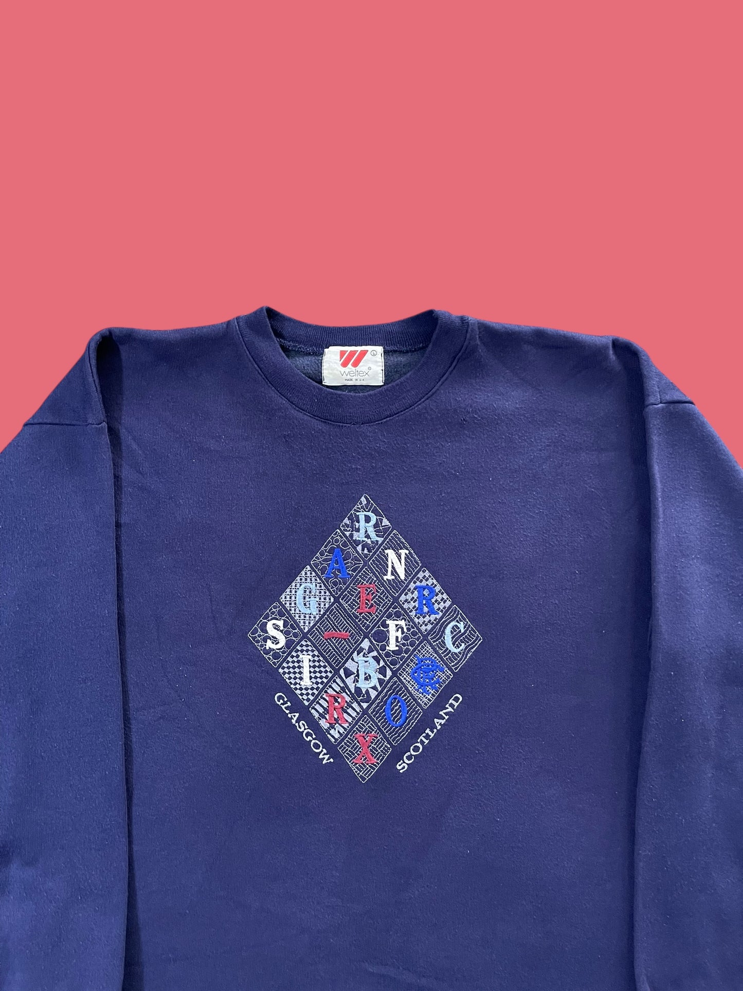 VINTAGE EMBROIDERED GLASGOW SCOTLAND CREWNECK (M)