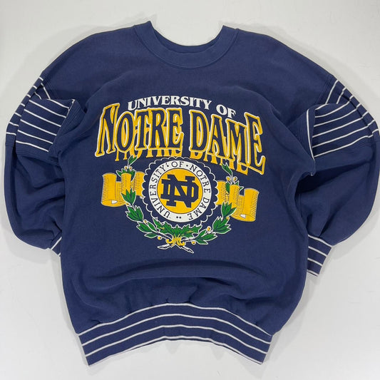 VINTAGE UNIVERSITY OF NOTRE DAME NAVY BLUE CREWNECK SWEATSHIRT