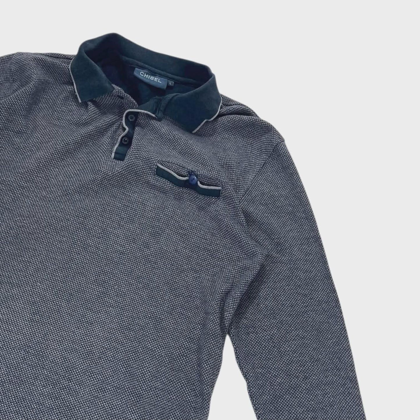 VINTAGE CHISEL POLO SHIRT WITH EMBROIDERED LOGO (M-L)