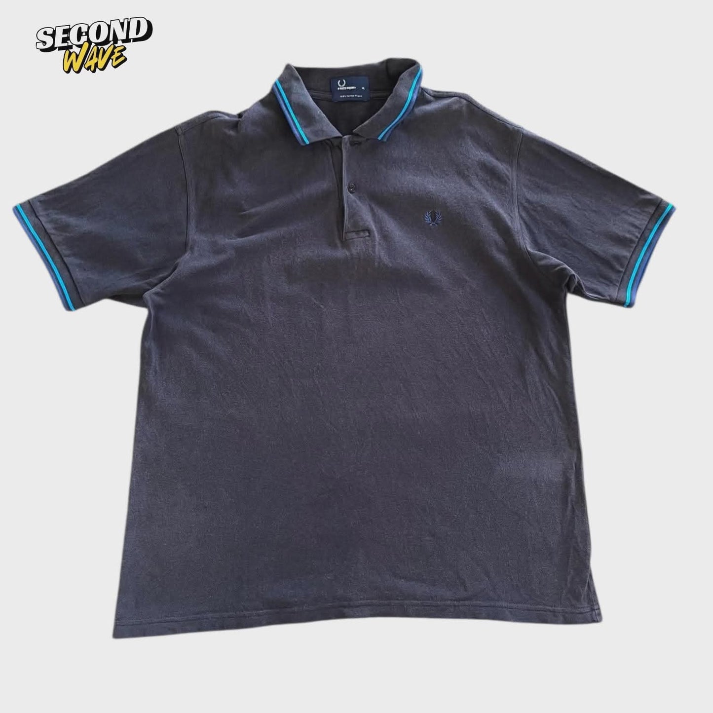 VINTAGE FRED PERRY POLO SHIRT WITH BLUE ACCENTS (XL)