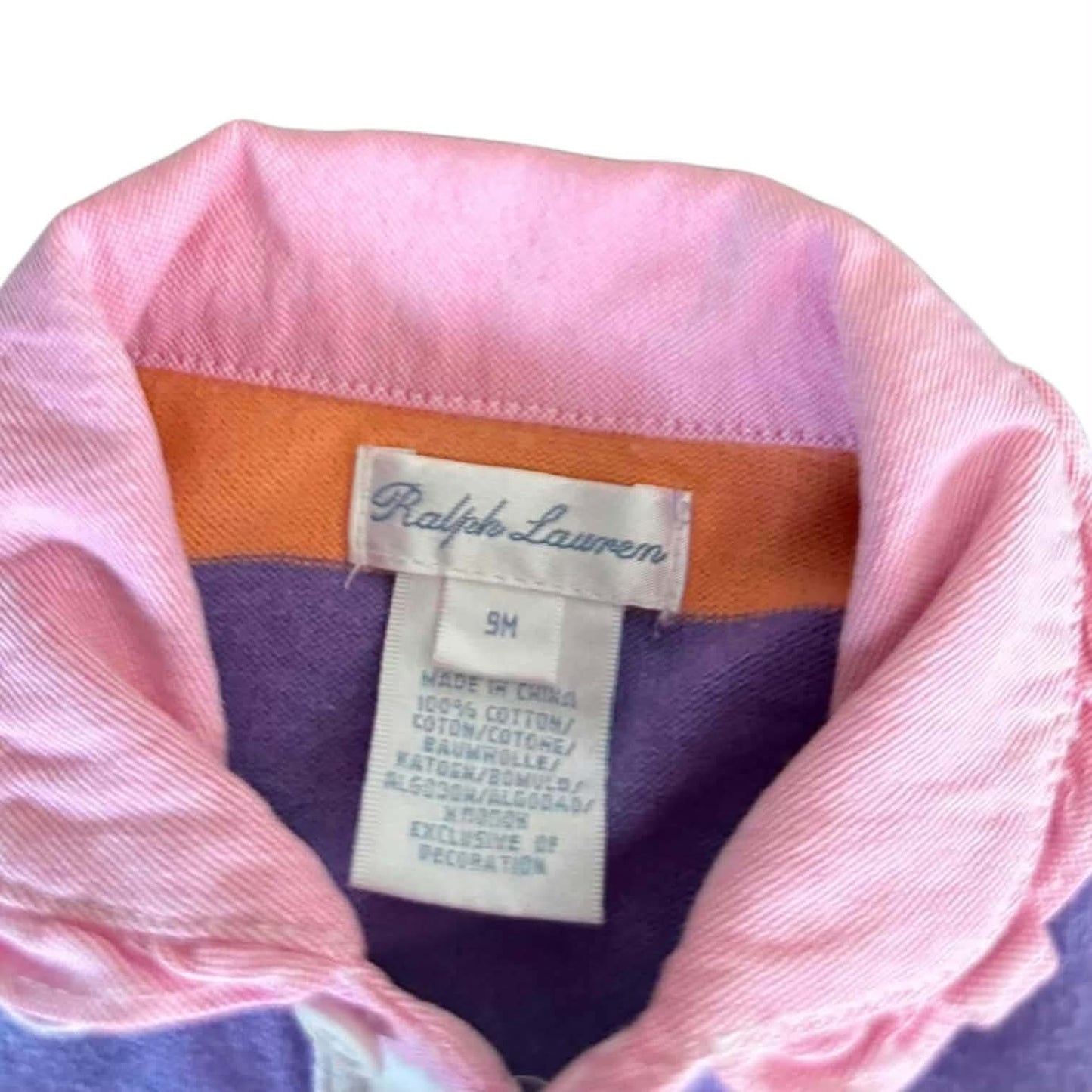 RALPH LAUREN MULTICOLOURED STRIPED BABY GIRL DRESS (9 MONTHS)