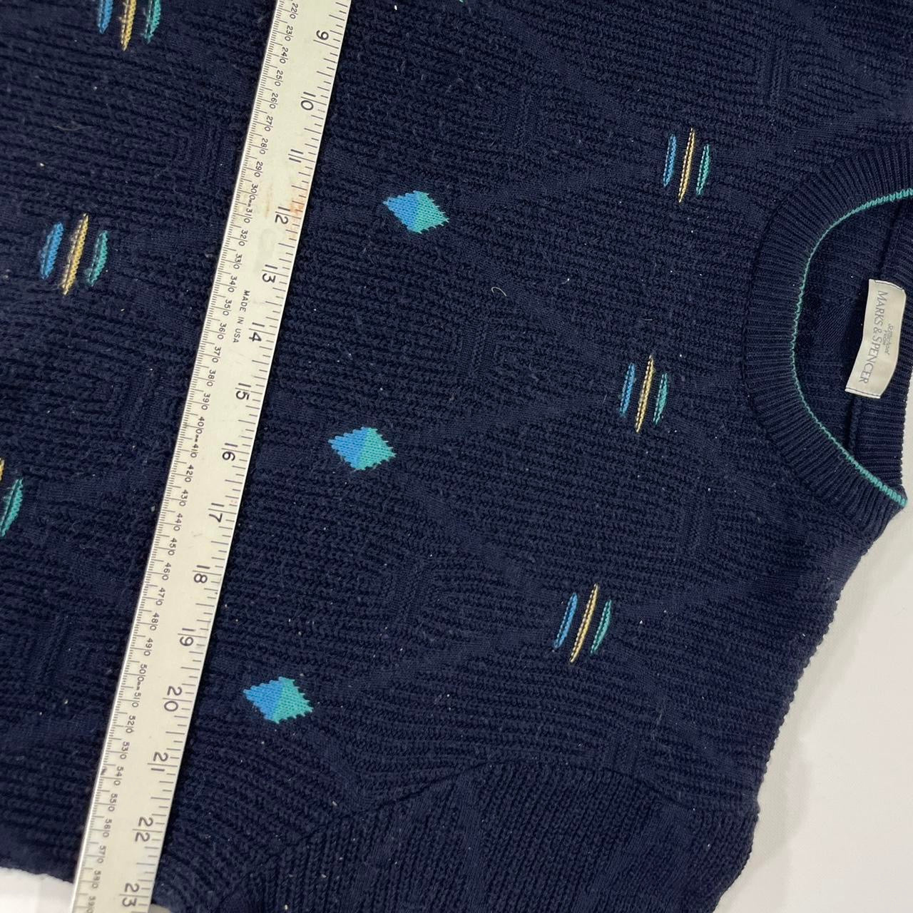 VINTAGE 90s MARKS & SPENCER NAVY BLUE SWEATER (M-L)