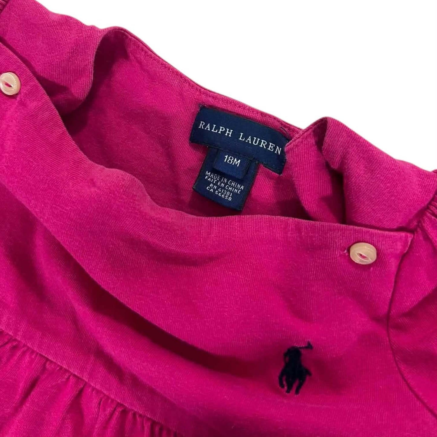 RALPH LAUREN PINK BABY DRESS WITH POCKETS (18 MONTHS)