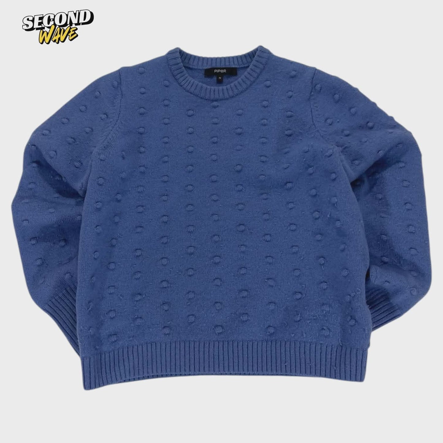 PIPER BLUE KNITTED JUMPER WITH A TEXTURED PATTERN (S)