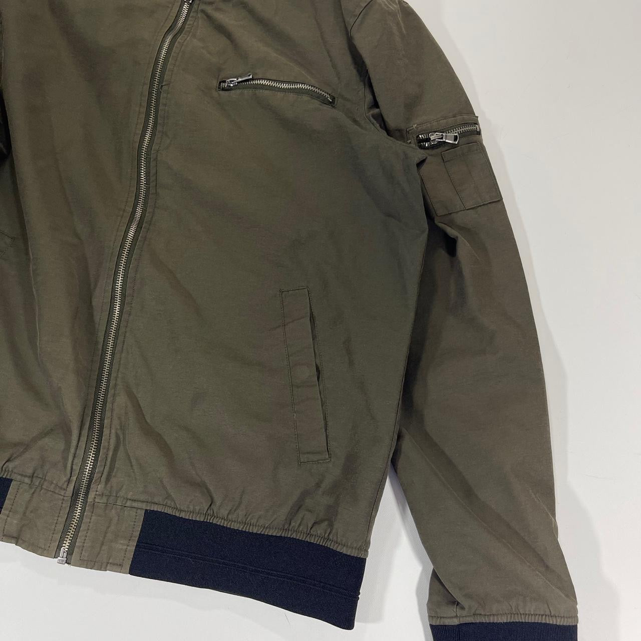 TARO CASH KHAKI JACKET WITH NAVY COLLAR AND CUFFS (L)