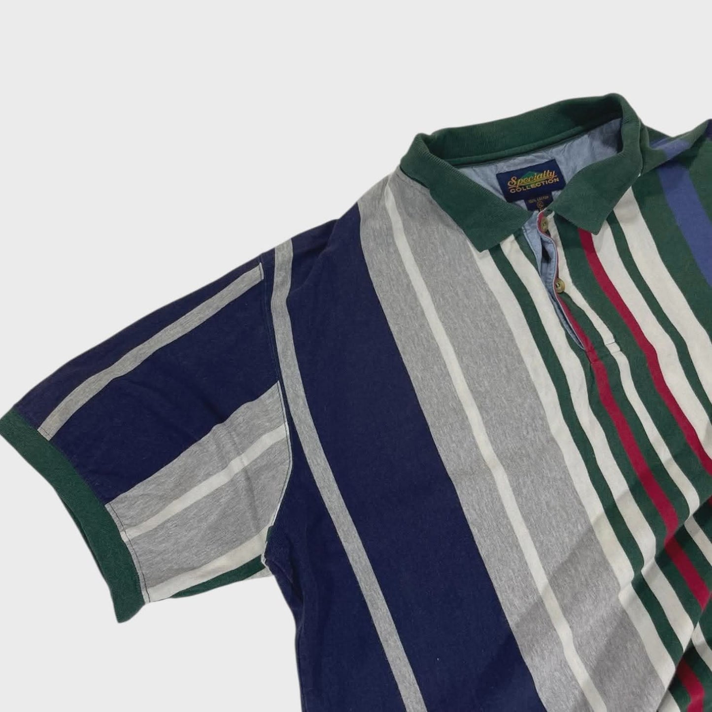 90S MULTICOLOURED STRIPED POLO SHIRT (XL)